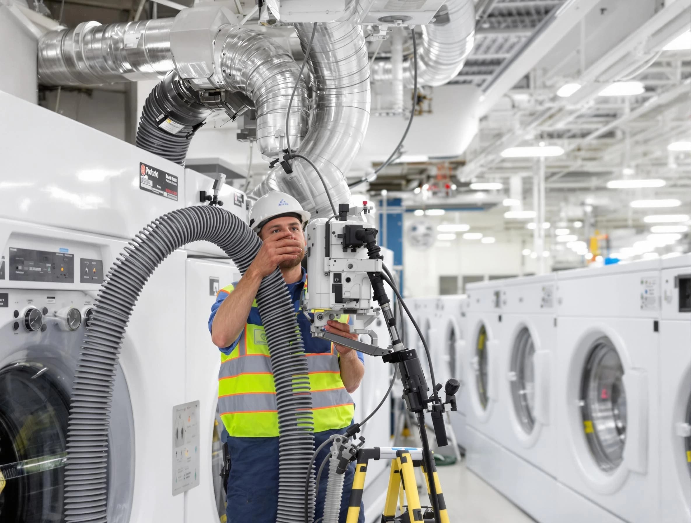 Fort Lupton Dryer Vent Cleaning team performing commercial-grade dryer vent cleaning at a business facility in Fort Lupton