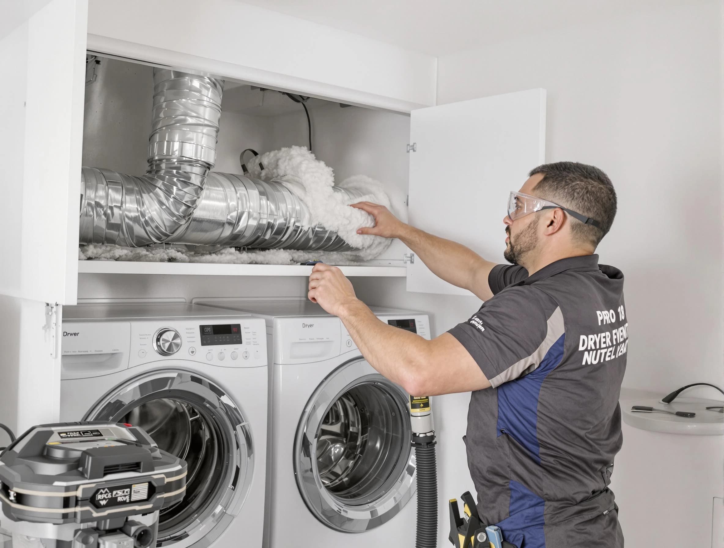 Fort Lupton Dryer Vent Cleaning certified technician performing specialized gas dryer vent cleaning in Fort Lupton