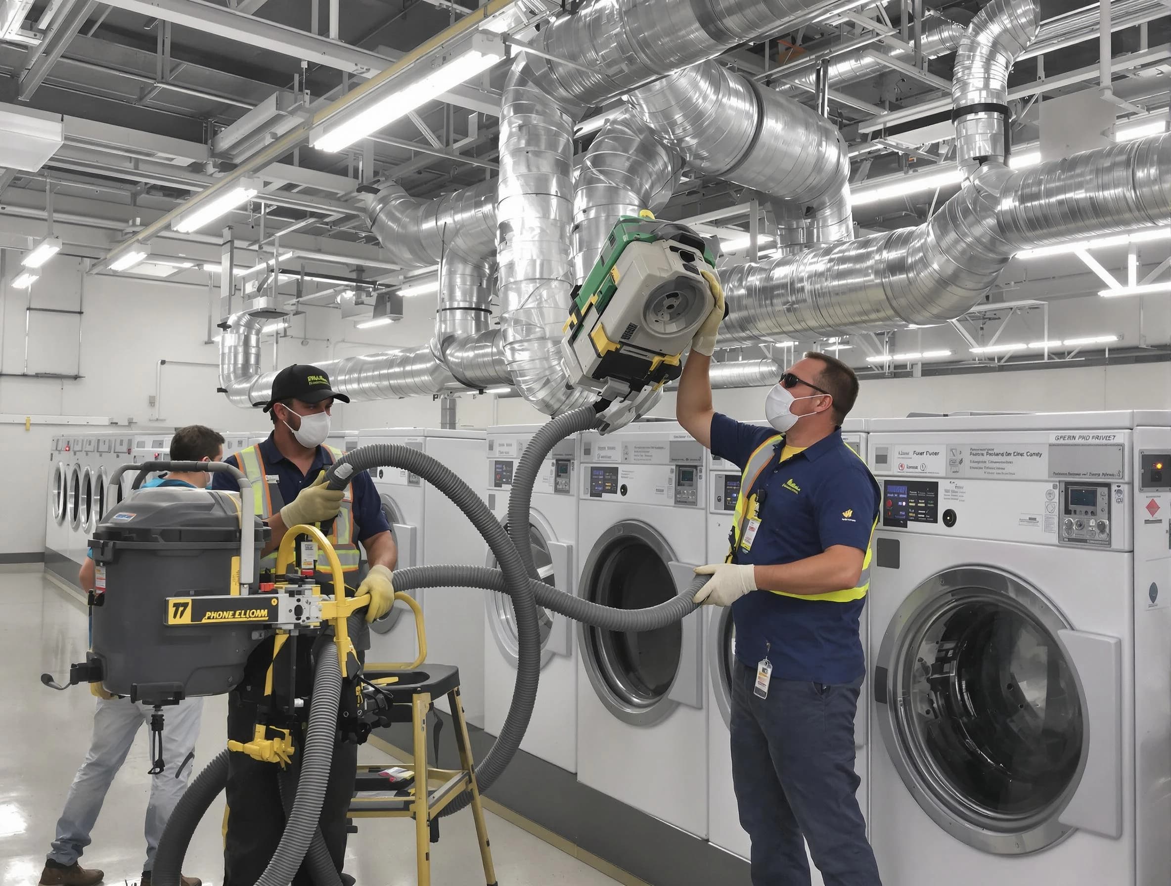 Fort Lupton Dryer Vent Cleaning team cleaning large-scale industrial dryer vent systems at a facility in Fort Lupton